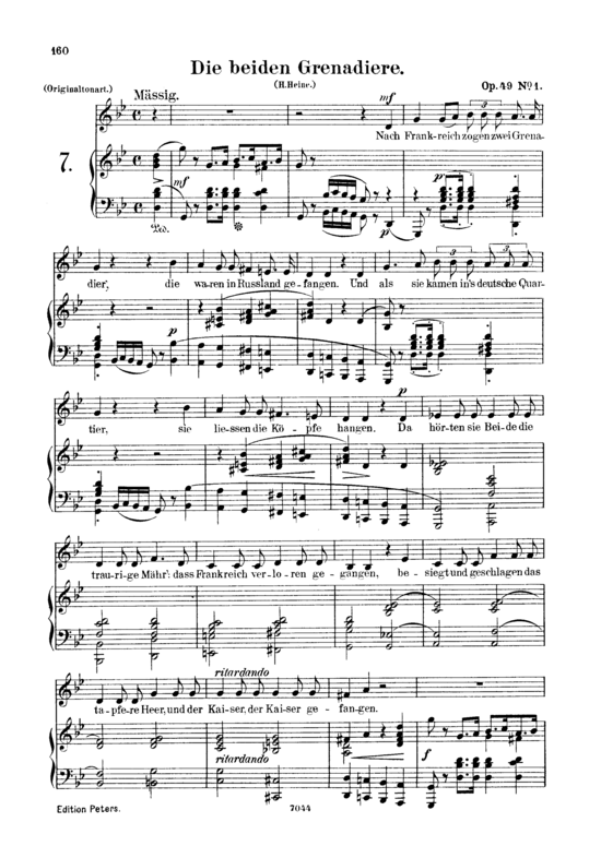 Die beiden Grenadiere Op.49 No.1 (Gesang tief + Klavier) (Klavier  Gesang tief) von Robert Schumann
