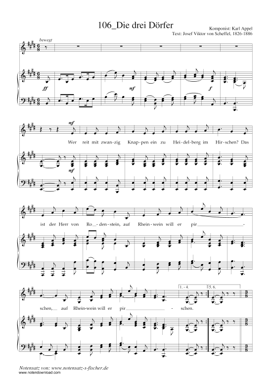 Die drei D rfer (Klavier + Gesang) (Klavier  Gesang) von Karl Appel
