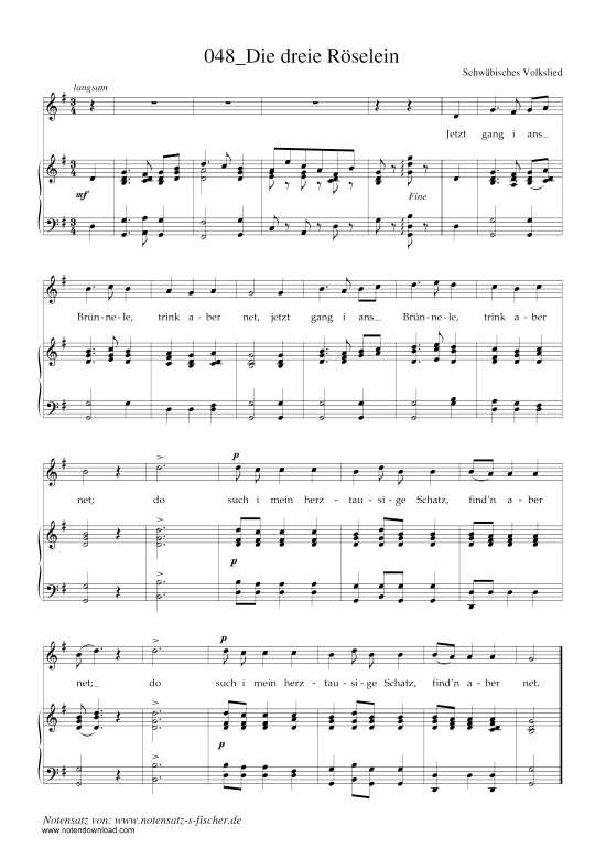 Die dreie R selein (Klavier + Gesang) (Klavier  Gesang) von Schw bisches Volkslied