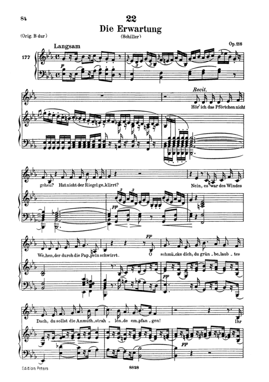Die Erwartung D.159 (Gesang tief + Klavier) (Klavier  Gesang tief) von Franz Schubert