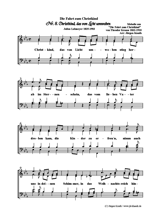 Die Fahrt zum Christkind 8. Christkind das von Licht umwoben (Gemischter Chor) (Gemischter Chor) von Theodor Krause (1833-1910)