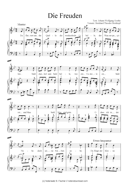 Die Freuden (Klavier + Gesang) (Klavier  Gesang) von Goethes Leipziger Liederbuch