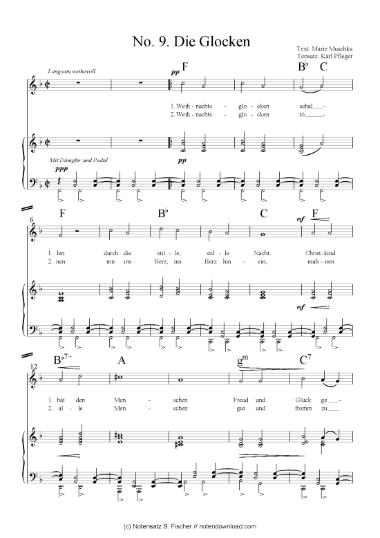 Die Glocken (inklusive Kapo-Version) (Klavier + Gesang)) (Klavier Gesang  Gitarre) von arr. Karl Pfleger