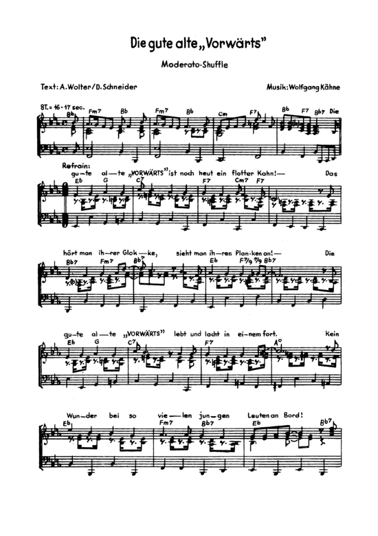 Die gute Alte Vorw auml rts (Klavier Solo mit unterlegtem Text) (Klavier Solo) von 1975