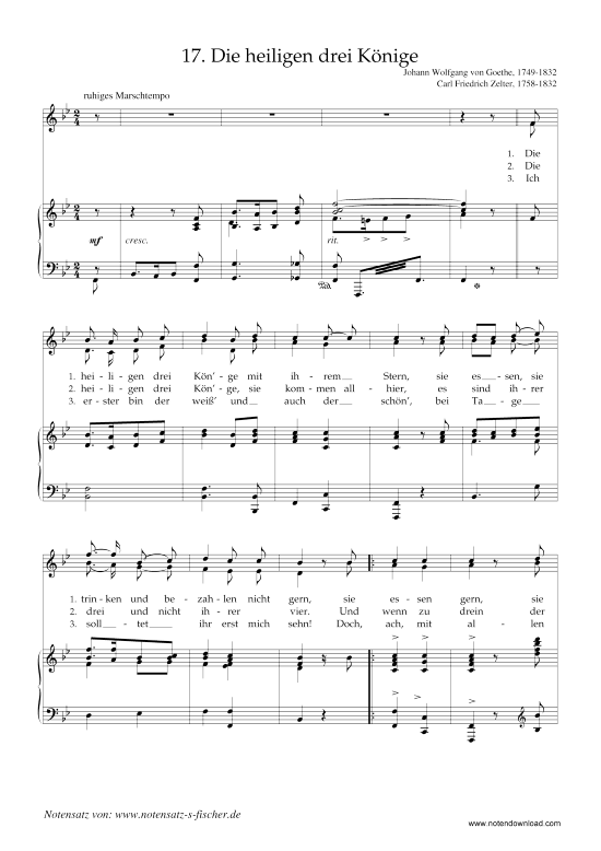 Die heiligen drei K nige (Klavier + Gesang) (Klavier  Gesang) von Carl Friedrich Zelter 1758-1832