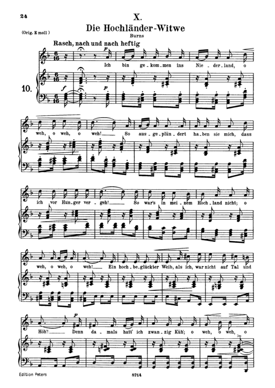 Die Hochl auml nder Wittwe Op.25 No.10 (Gesang mittel + Klavier) (Klavier  Gesang mittel) von Robert Schumann