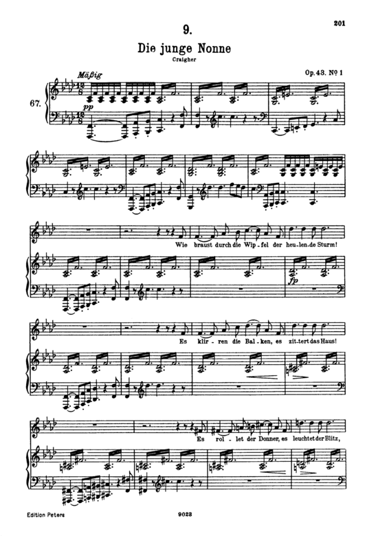 Die junge Nonne D.828 (Gesang hoch + Klavier) (Klavier  Gesang hoch) von Franz Schubert