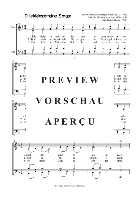 Die kleinste meiner Sorgen (Gemischter Chor) (Gemischter Chor) von Heinrich Isaac
