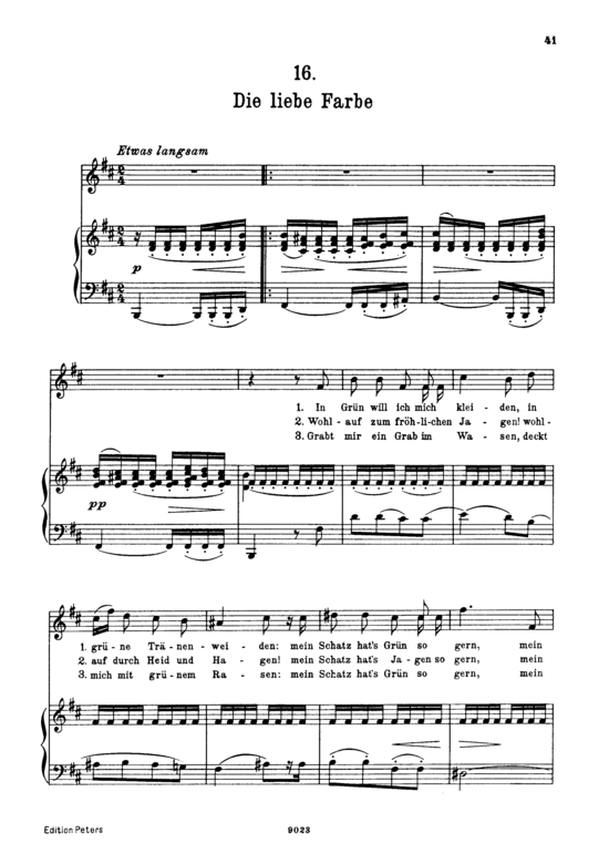Die liebe Farbe D.795-16 (Die Sch ouml ne M uuml llerin) (Gesang hoch + Klavier) (Klavier  Gesang hoch) von Franz Schubert