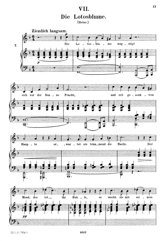 Die Lotosblume Op.25 No.7 (Gesang hoch + Klavier) (Klavier  Gesang hoch) von Robert Schumann