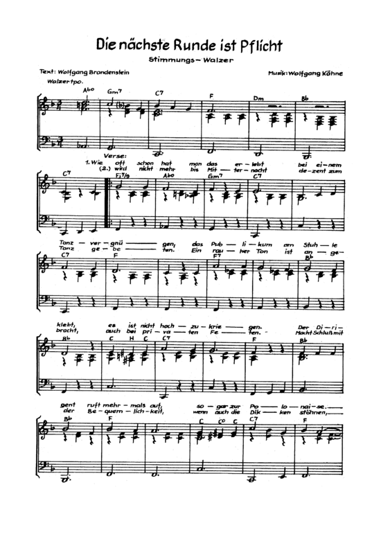 die n auml chste Runde ist Pflicht (Klavier Solo mit unterlegtem Text) (Klavier Solo) von 1974