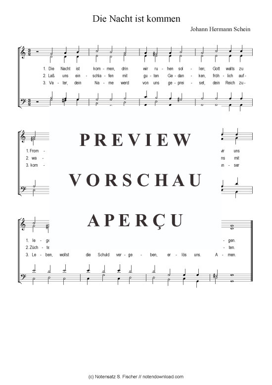 Die Nacht ist kommen (Gemischter Chor) (Gemischter Chor) von Johann Hermann Schein