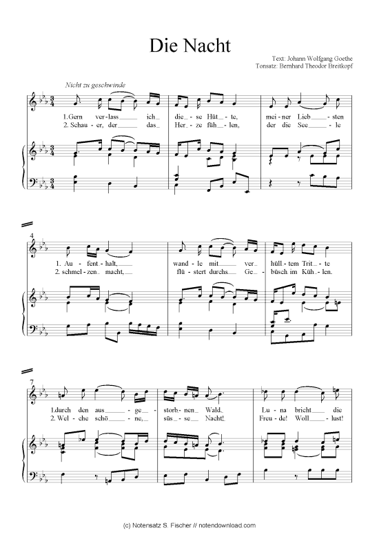 Die Nacht (Klavier + Gesang) (Klavier  Gesang) von Goethes Leipziger Liederbuch