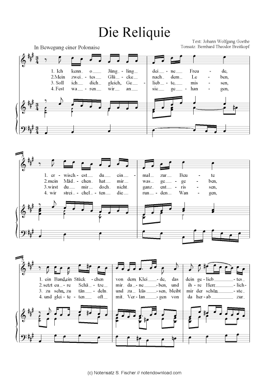 Die Reliquie (Klavier + Gesang) (Klavier  Gesang) von Goethes Leipziger Liederbuch