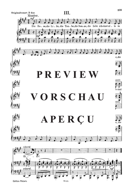 Die Rose die Lilie die Taube Op.48 No.3 (Gesang tief + Klavier) (Klavier  Gesang tief) von Robert Schumann