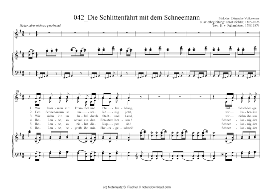 Die Schlittenfahrt mit dem Schneemann (Klavier + Gesang) (Klavier  Gesang) von D nische Volksweise