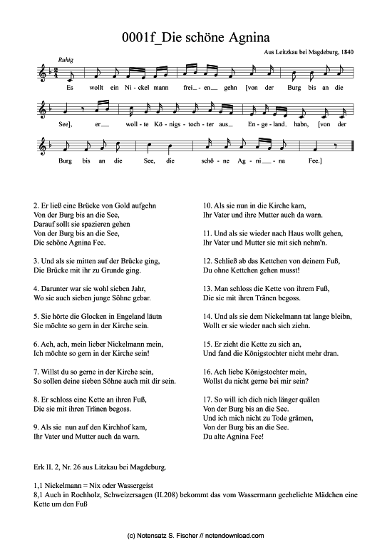 Die sch ne Agnina (Gesang) (Gesang) von aus Erk-B hme  Deutscher Liederhort