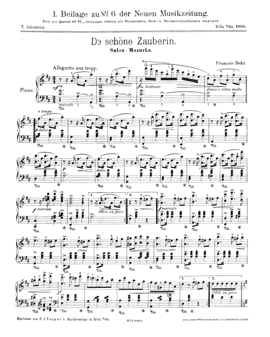 Die sch ne Zauberin (Klavier Solo) (Klavier Solo) von Franz Behr