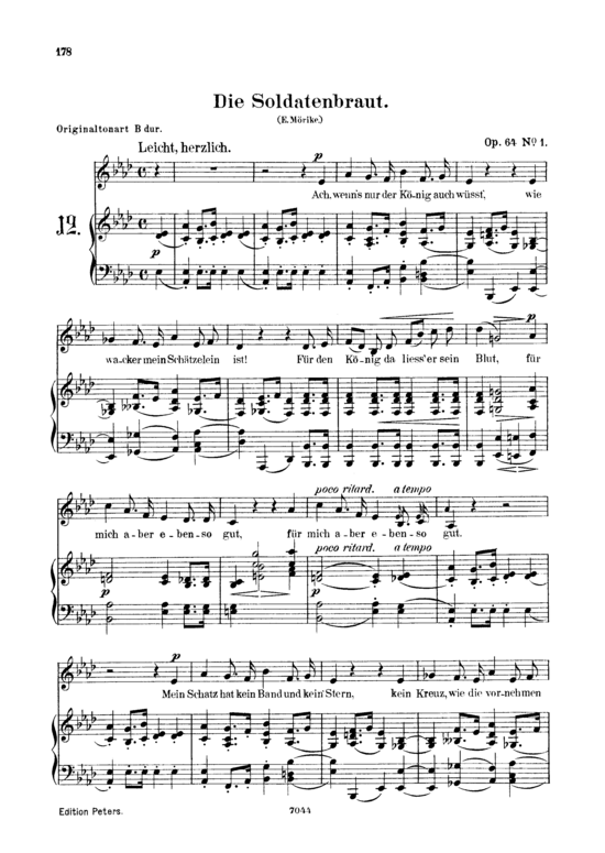 Die Soldatenbraut Op.64 No.3 (Gesang tief + Klavier) (Klavier  Gesang tief) von Robert Schumann