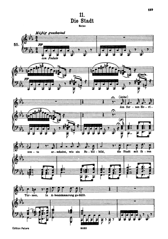 Die Stadt D.957-11 (Schwanengesang) (Gesang hoch + Klavier) (Klavier  Gesang hoch) von Franz Schubert