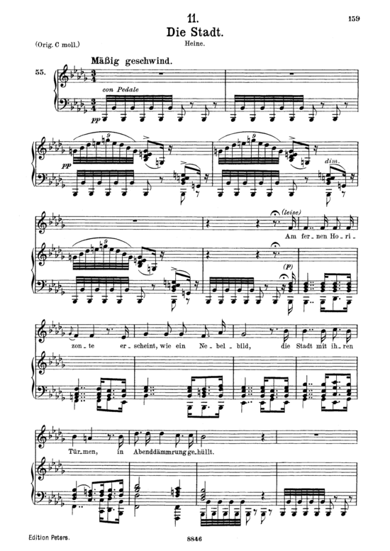 Die Stadt D.957-11 (Schwanengesang) (Gesang mittel + Klavier) (Klavier  Gesang mittel) von Schubert Franz