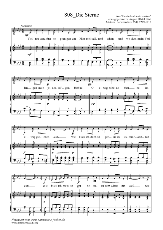 Die Sterne (Klavier + Gesang) (Klavier  Gesang) von Melodie Leonhard de Call 1779-1815