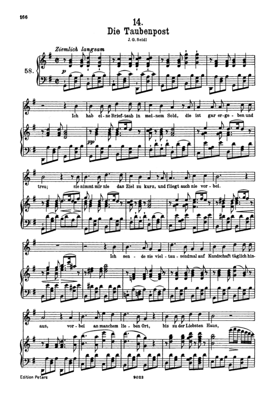 Die Taubenpost D.957-14 (Schwanengesang) (Gesang hoch + Klavier) (Klavier  Gesang hoch) von Franz Schubert