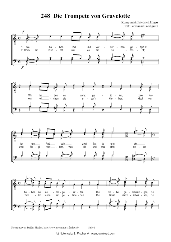 Die Trompete von Gravelotte (M nnerchor) (M nnerchor) von Friedrich Hegar  Ferdinand Freiligrath 