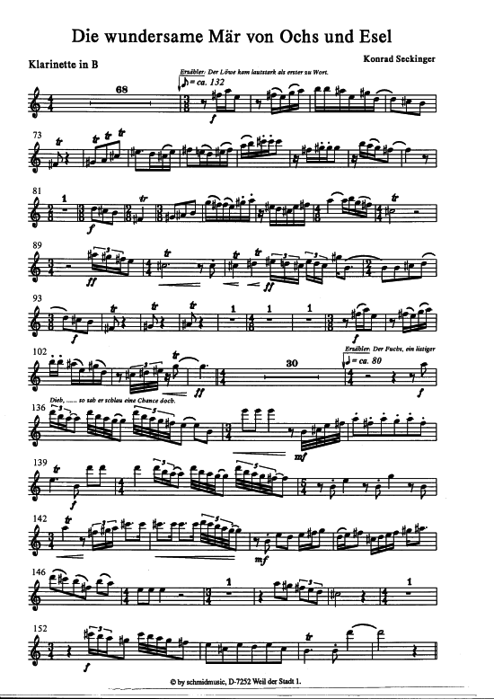 Die wundersame M r von Ochs und Esel (Klarinette - Einzelstimme) (Violoncello) von Konrad Seckinger