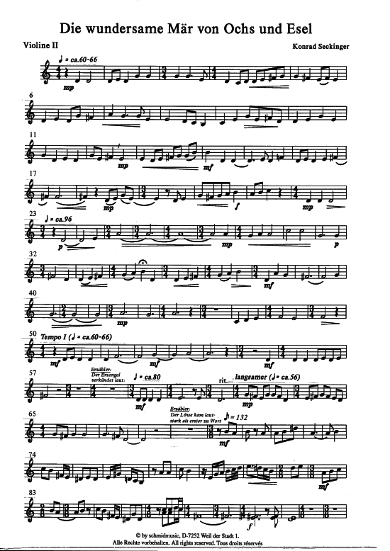 Die wundersame M r von Ochs und Esel (Violine 2 - Einzelstimme) (Violine) von Konrad Seckinger