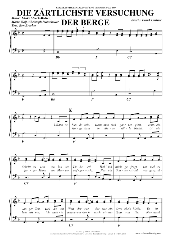 Die z rtlichste Versuchung der Berge (Klavier Gesang  Gitarre) von Kastelruther Spatzen
