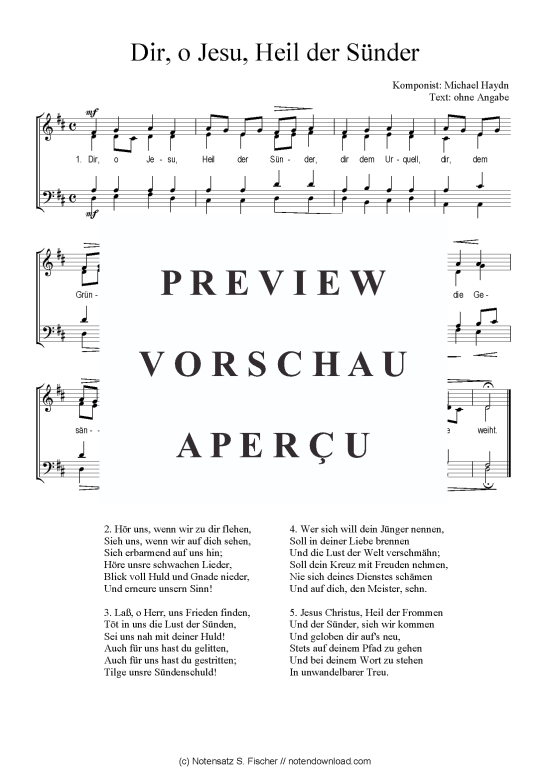 Dir o Jesu Heil der S nder (Gemischter Chor) (Gemischter Chor) von Michael Haydn  ohne Angabe