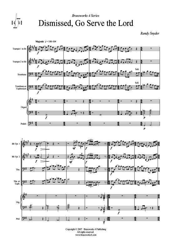 Dismissed Go Serve the Lord (2xTromp in B Horn in F (Pos) Pos) (Quartett (Blech Brass)) von Randy Snyder