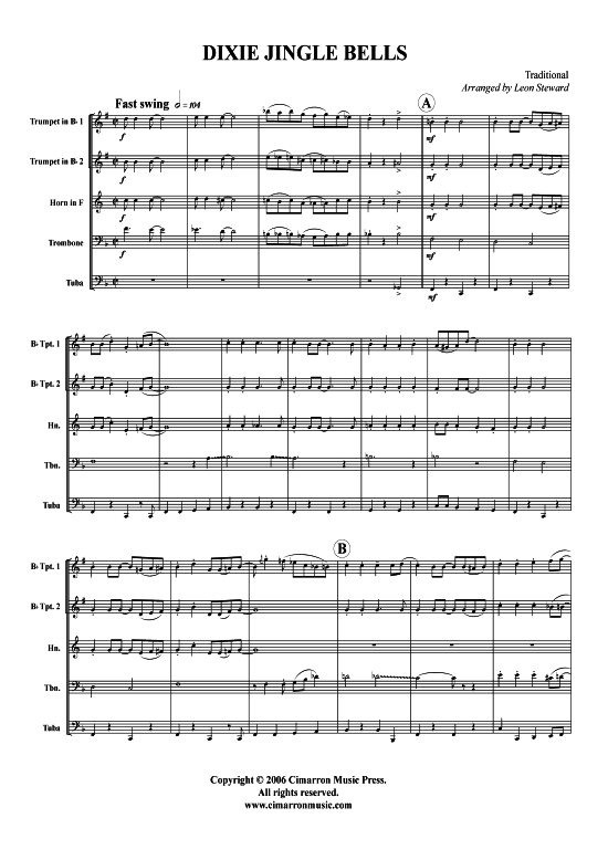 Dixie Jingle Bells (Blechbl auml serquintett) (Quintett (Blech Brass)) von Traditional