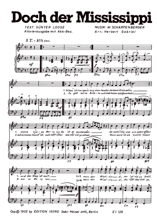 Doch der Mississippi (Klavier + Gesang) (Klavier Gesang  Gitarre) von Peter Hinnen