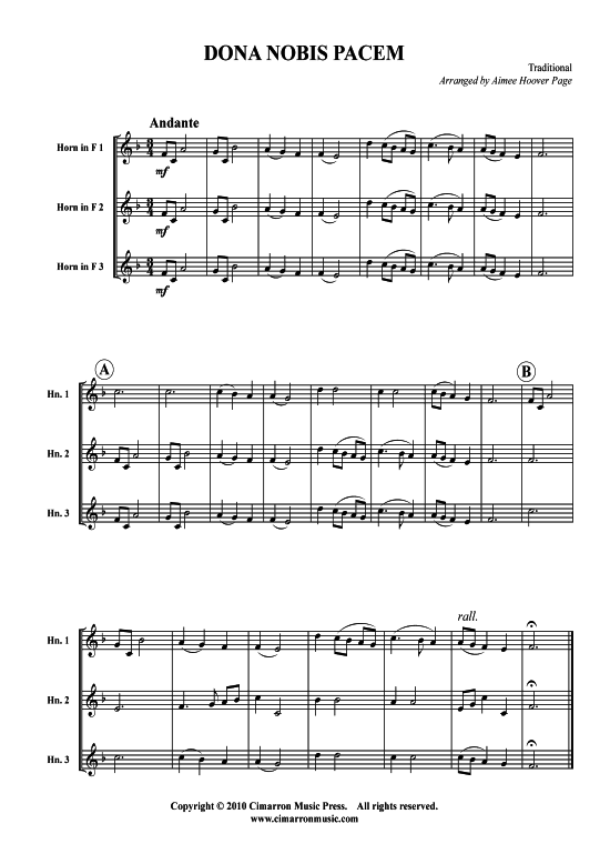 Dona nobis pacem (Horn Trio) (Trio (Horn)) von Traditional