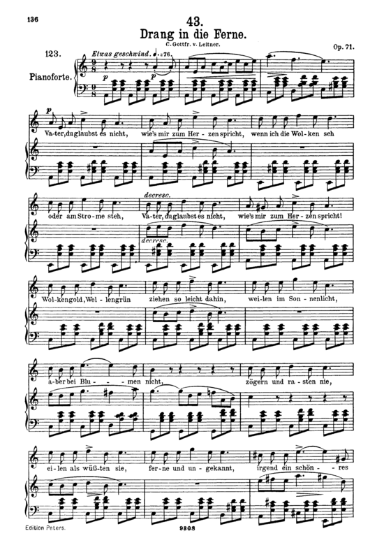 Drang in die Ferne D.770 (Gesang hoch + Klavier) (Klavier  Gesang hoch) von Franz Schubert