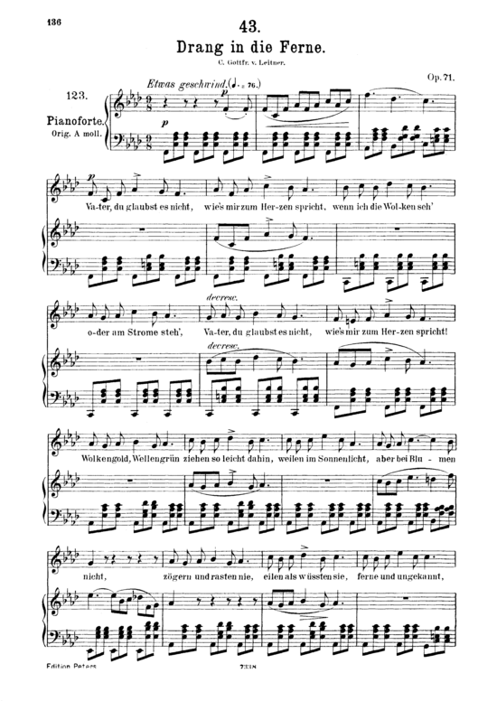Drang in die Ferne D.770 (Gesang mittel + Klavier) (Klavier  Gesang mittel) von Franz Schubert