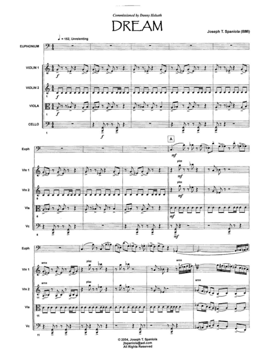 Dream (Quintett f uuml r Euphonium + Streicherquartett) (Quintett (5 St.)) von Joseph Spaniola