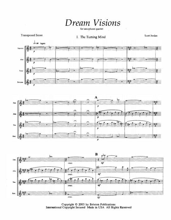 Dream Visions (Saxophonquartett SATB) (Quartett (Saxophon)) von Scott Jordan