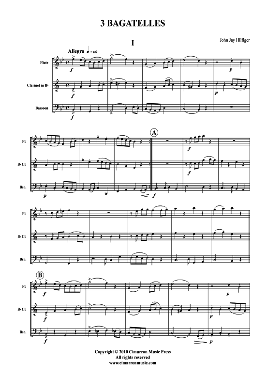 Drei Bagatellen (Querfl ouml te Klarinette Fagott) (Trio (Holzbl ser)) von Jay Hilfiger