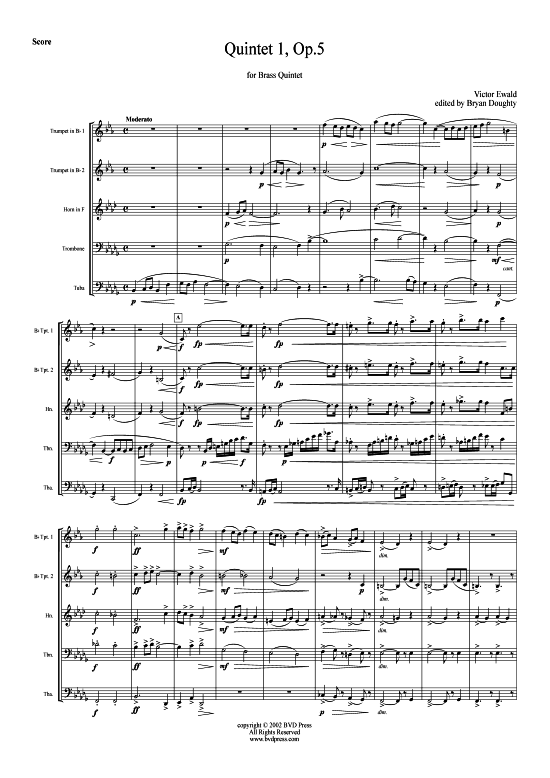 Drei Ewald Quintette (Blechbl serquintett) (Quintett (Blech Brass)) von Victor Ewald (arr. Doughty)