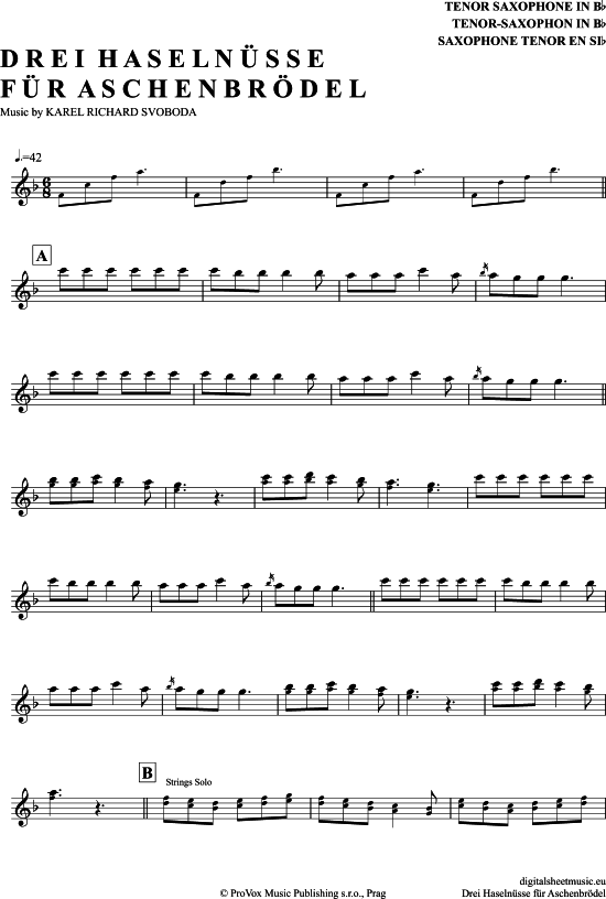 Drei Haseln sse F r Aschenbr del (Tenor-Sax) (Tenor Saxophon) von Karel Svoboda