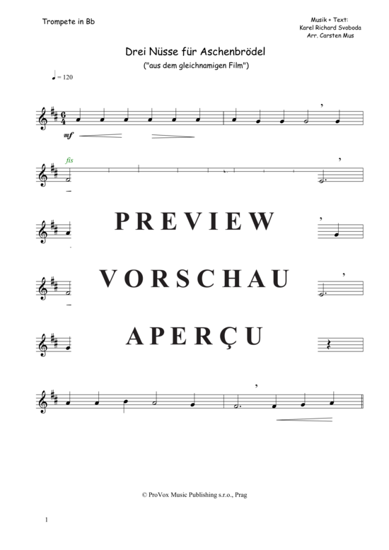 Drei N sse f r Aschenbr del (D - Dur) (Trompete in B Solo) (Trompete) von Karel Svoboda