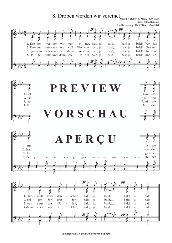 Droben werden wir vereinet (Gemischter Chor) (Gemischter Chor) von Hubert P . Main 1839-1925  John Atkinson