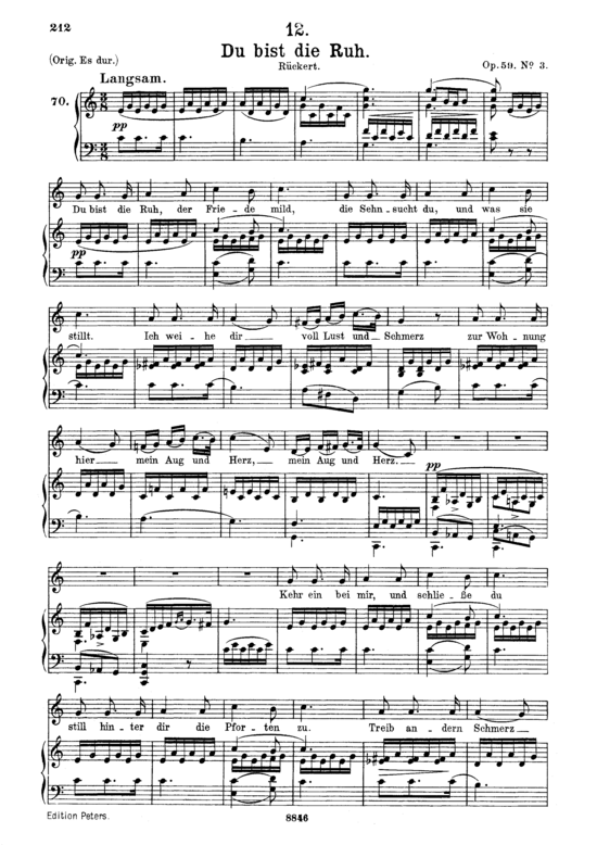 Du bist die Ruh D.776 (Gesang mittel + Klavier) (Klavier  Gesang mittel) von Franz Schubert