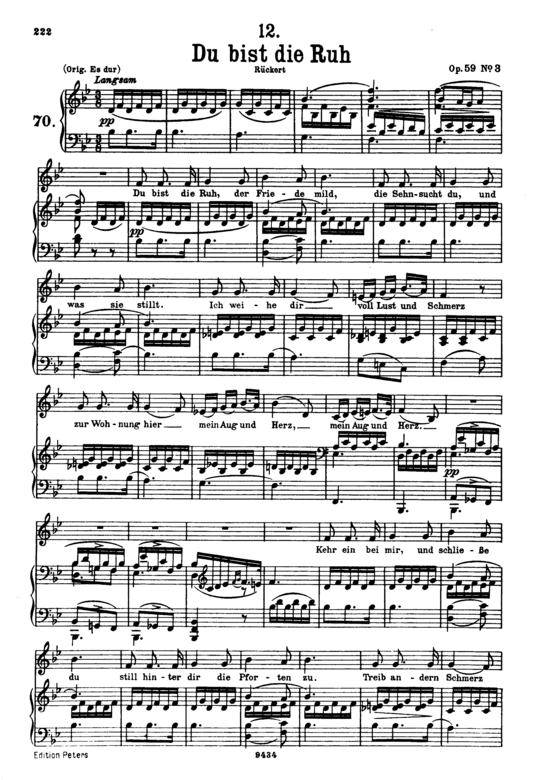 Du bist die Ruh D.776 (Gesang tief + Klavier) (Klavier  Gesang tief) von Franz Schubert