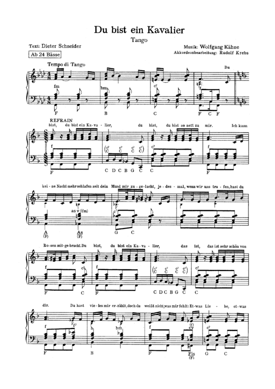 Du bist ein Kavalier (Klavier Solo mit unterlegtem Text) (Klavier Solo) von 1958