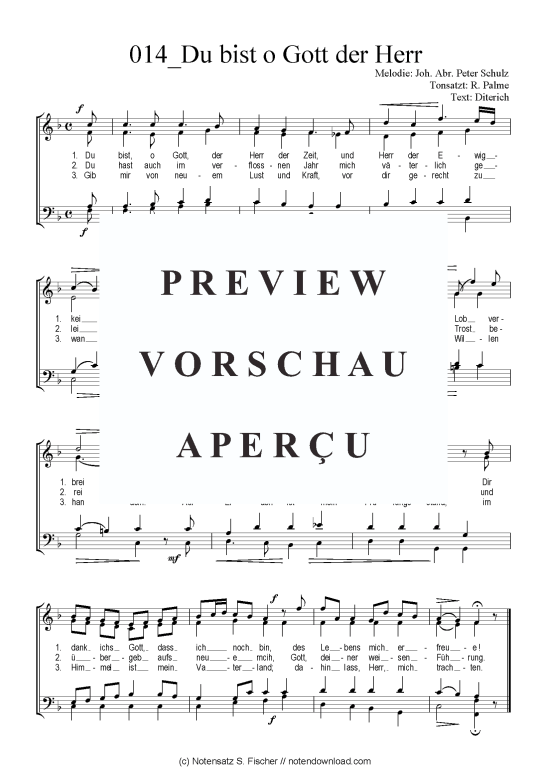 Du bist o Gott der Herr (Gemischter Chor) (Gemischter Chor) von Joh. Abr. Peter Schulz Tonsatzt R. Palme  Diterich