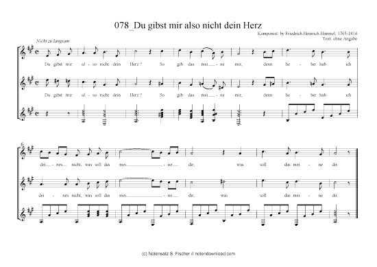 Du gibst mir also nicht dein Herz (Gitarre + Gesang) (Gitarre  Gesang) von by Friedrich Heinrich Himmel 1765-1814 